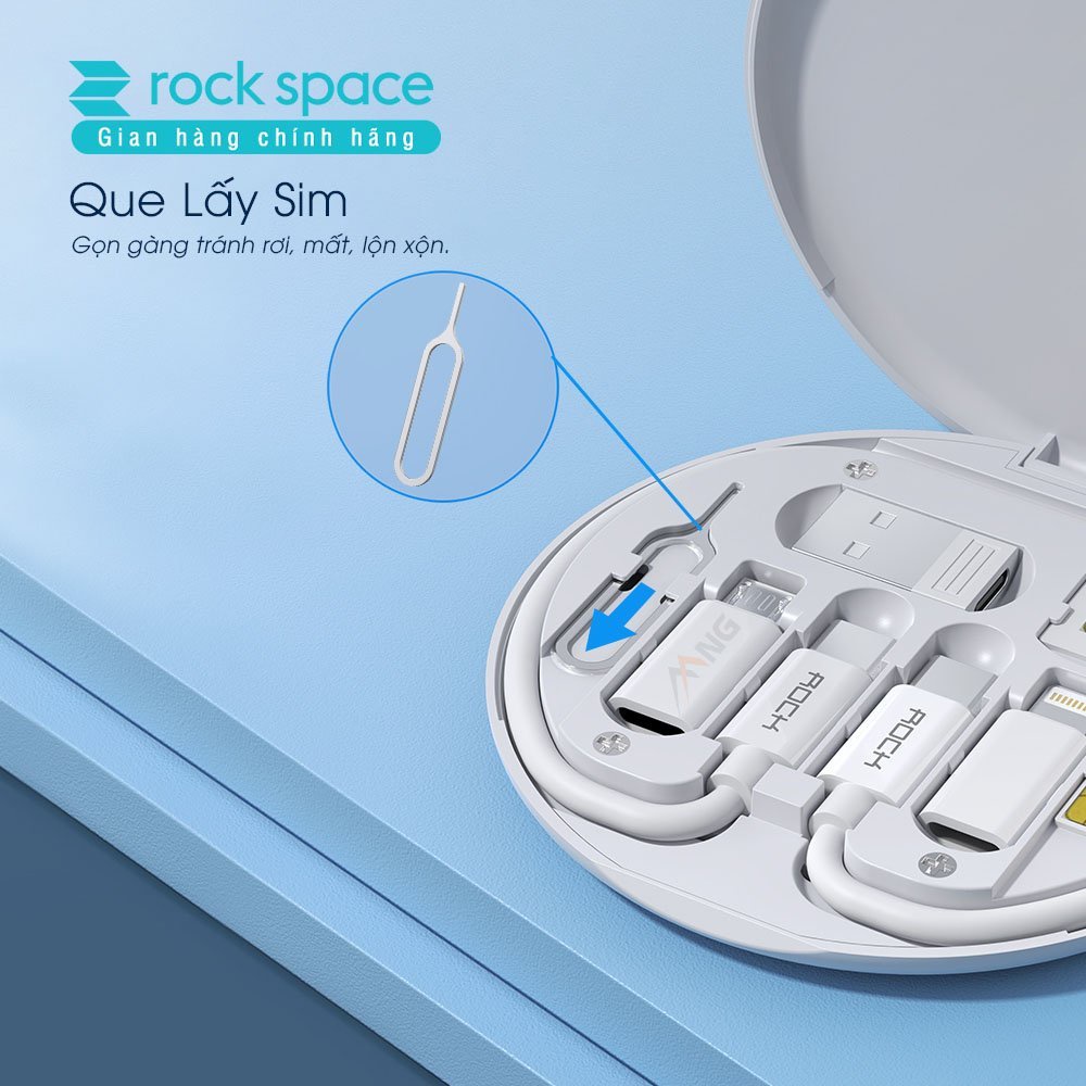 Sạc nhanh mini đa chức năng Rockspace cho IPhone, Samsung, Laptop, nhỏ gọn -Hàng chính hãng