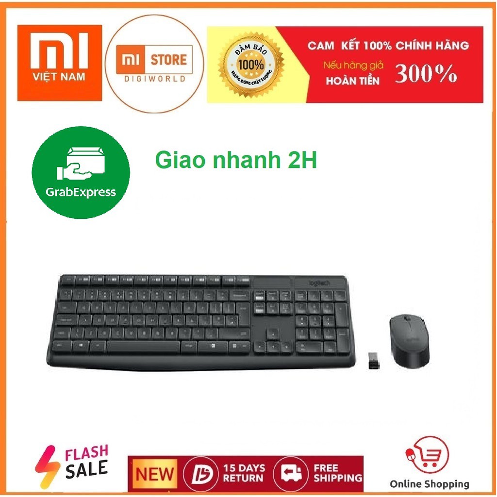 Bộ bàn phím chuột không dây Logitech MK235 Hàng chính hãng