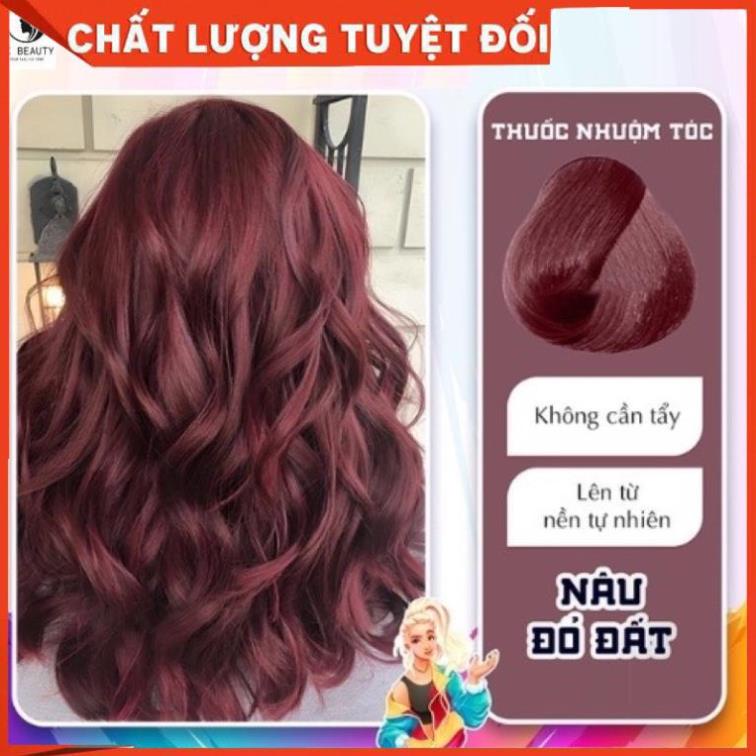 Thuốc nhuộm tóc nâu đỏ đất kèm bộ dụng cụ nhuộm tóc