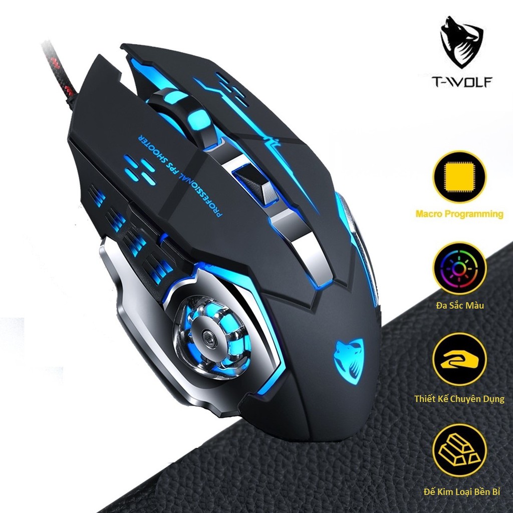 Chuột máy tính gaming có dây V6 Đèn led 7 màu siêu đẹp