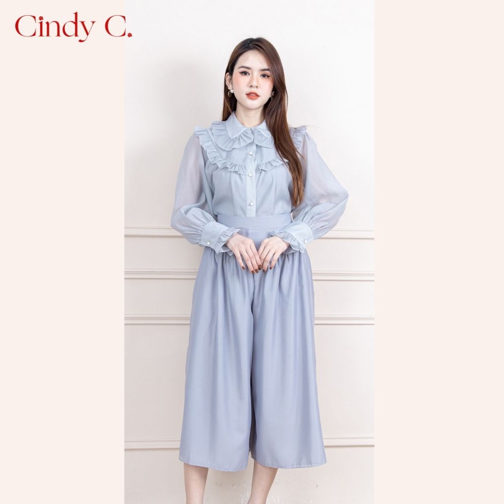 Áo sơ mi cách điệu Aurora CINDY C thanh lịch nữ tính 757