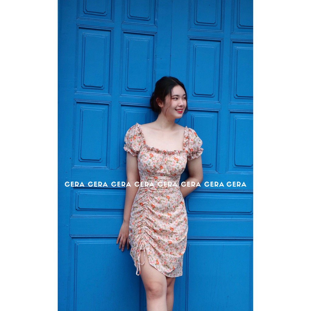 Đầm hoa nhí vintage, đầm dây rút ulzzang 🍓 Váy hoa nhí chữ A vintage dây rút chỉnh độ dài 🍓 CERA FASHION | BigBuy360 - bigbuy360.vn