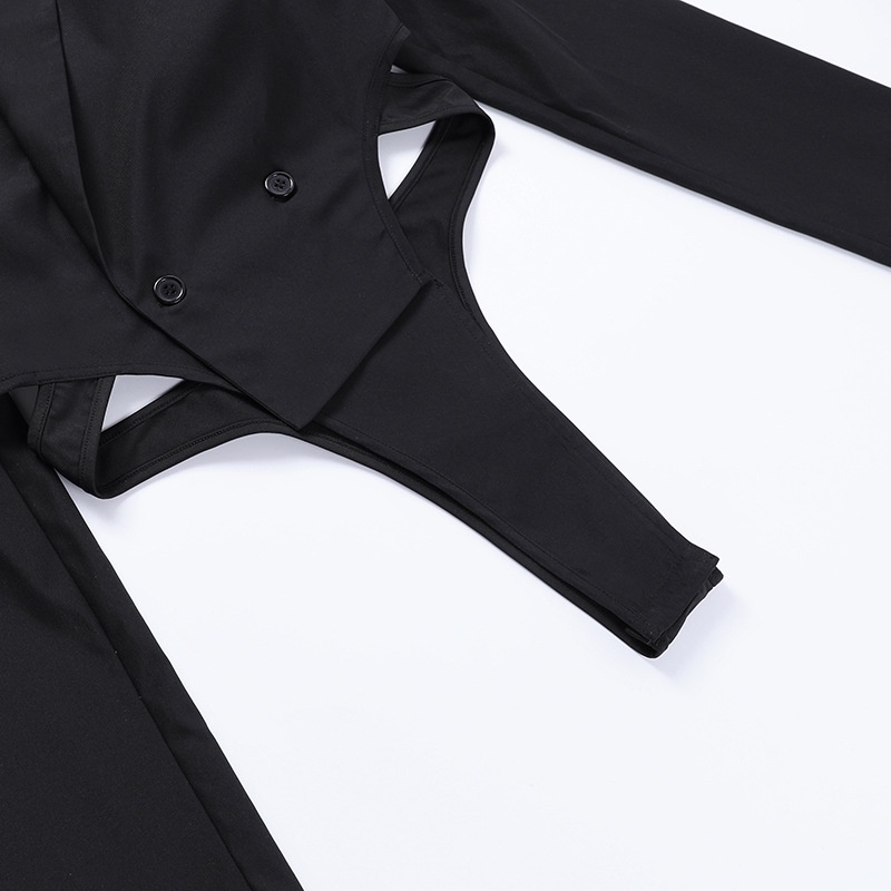 Áo Khoác Blazer Tay Dài Cổ Bẻ Dáng Rộng Có Đệm Vai