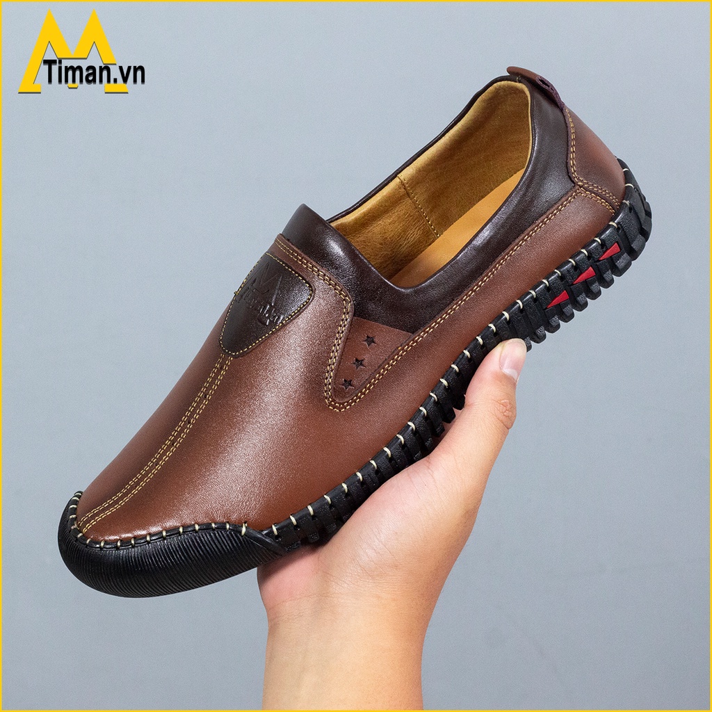 Giày nam lười chất liệu da bò tây đẹp phong cách công sở thiết kế mọi cao cấp bảo hành 5 năm GN07 TIMAN