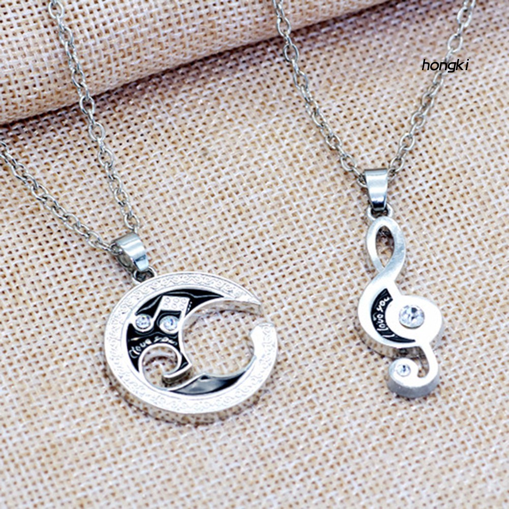 (Hàng Mới Về) Set 2 vòng cổ Mặt Hình Nốt Nhạc Và Mặt Trăng Thời Trang Cho Cặp Đôi