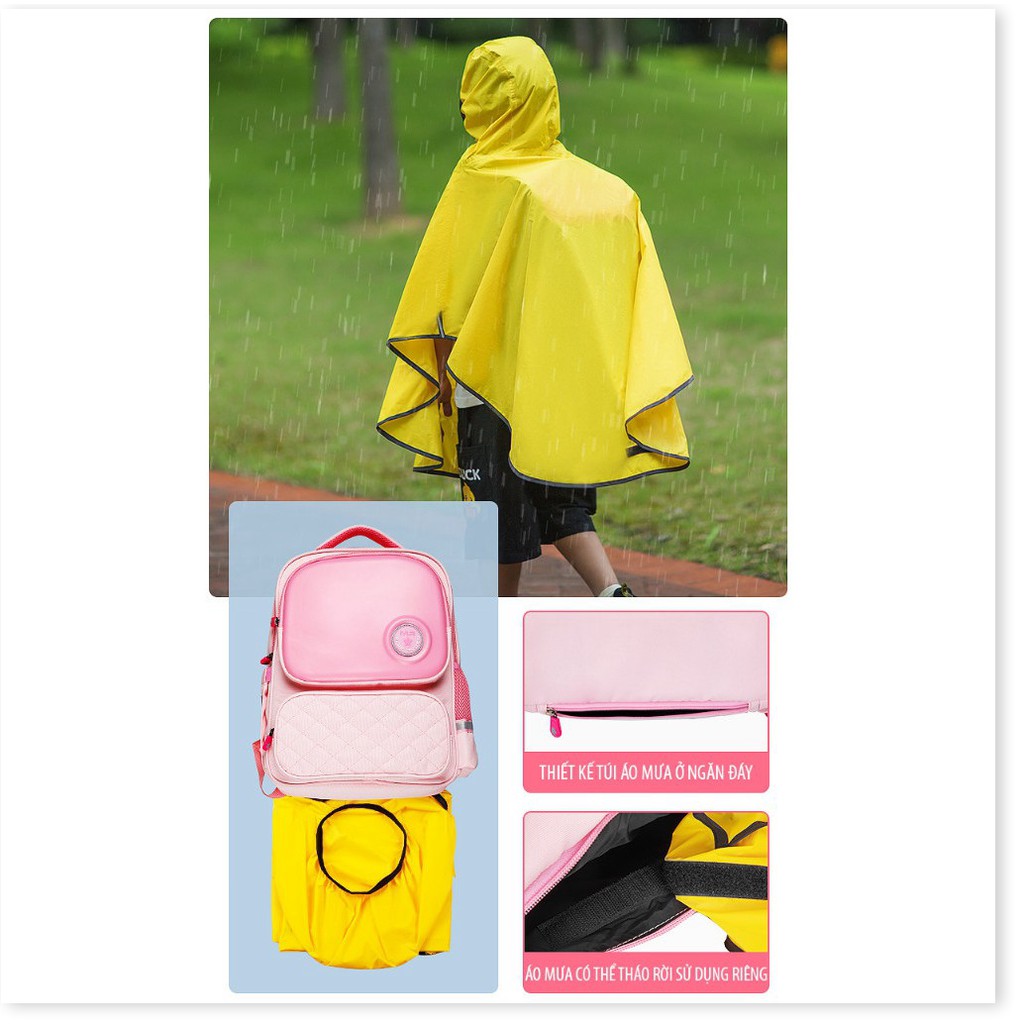 Balo trẻ em bảo vệ có áo mưa Spine Protection Backpack