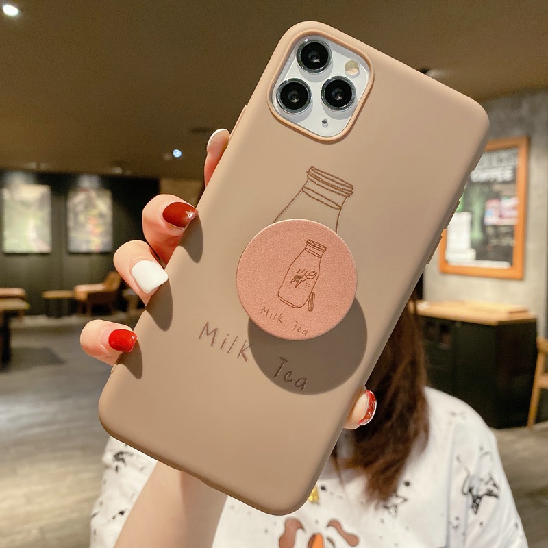 Case OPPO A53 A33 A52 A92 A31 A91 A5 A9 2020 A7 A5S A12 AX7 A1K A3S A12e F1S F11 Pro F9 F7 F5 Youth A83 A71 A39 A57 F3 Lite A37 A37F Reno 3 4 2F 2Z  Soft TPU Phone Case Popsocket Motif Tea Milk