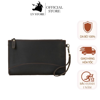  Ví Nam Dài Clutch Cầm Tay Da Bò Thật CT02 Ví Kẹp Nách Nam Thời Trang Công Sở Da Bò Màu Đen Đi Chơi Dự Tiệc Sang Trọng 