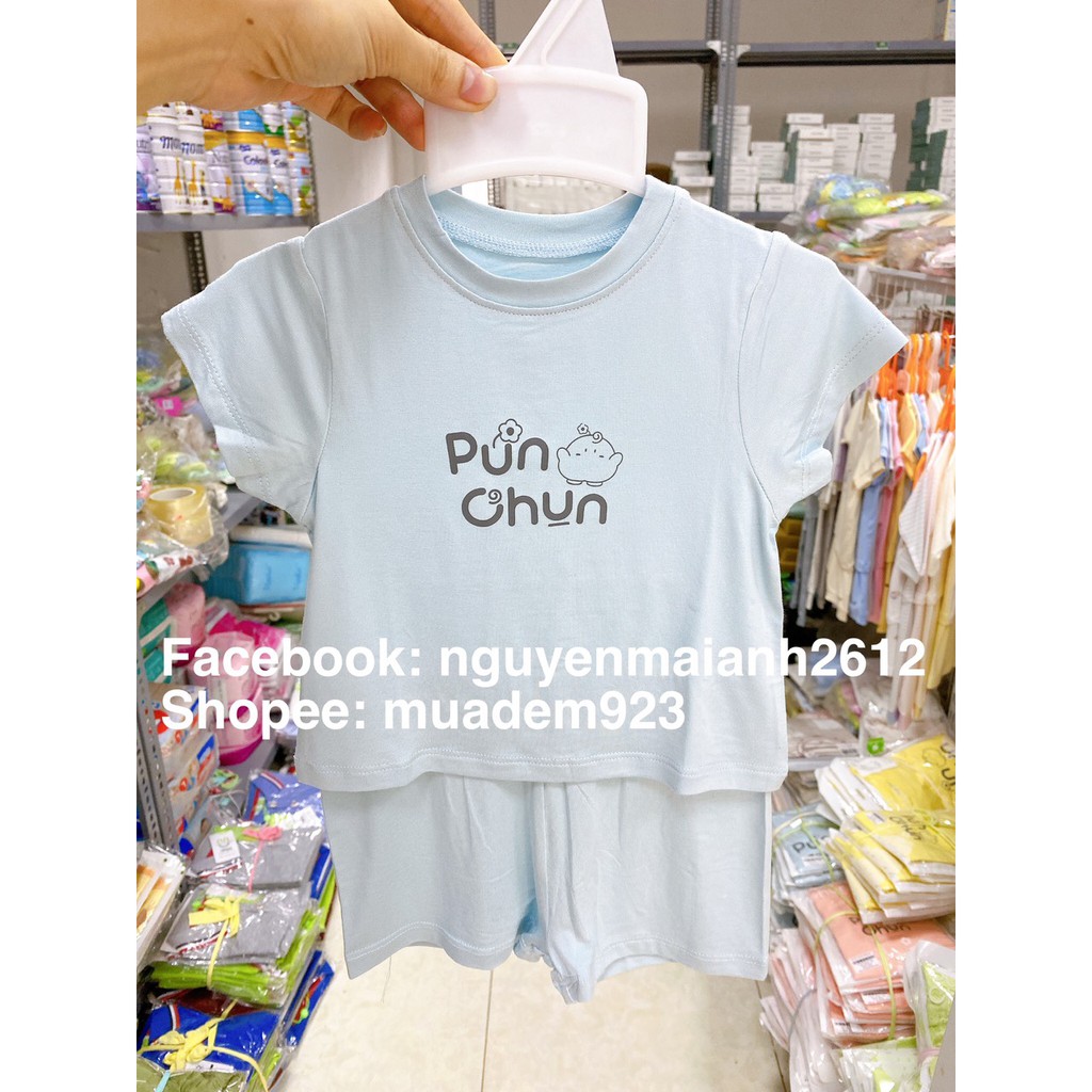 PUNCHUN Bộ cộc tay chui đầu chất liệu Cotton cho bé dưới 5 Tuổi