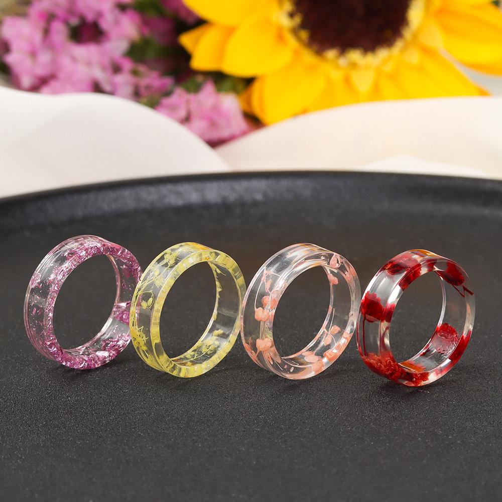 ♪PATH♪ Gift Wood Ring Fashion Flower Grass Jewelry Landscape Magnificent Plants Inside Finger Fantasy Handmade Resin Ring/Multicolor