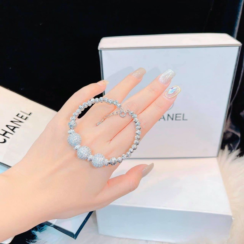 Vòng tay bi màu bạch kim cao cấp mẫu mới về