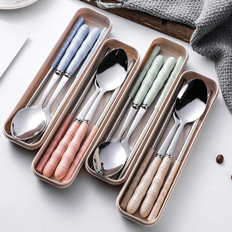 Bộ 3 Dụng Cụ Ăn Uống Bằng Thép Không Gỉ