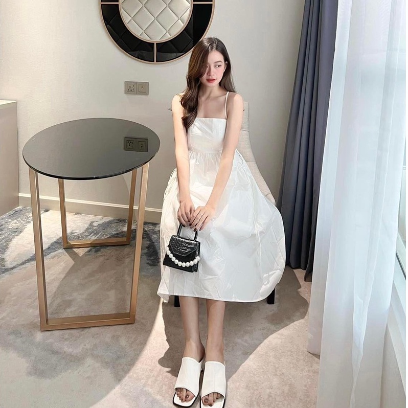 [Ảnh thật] Đầm babydoll 2 dây đan dây hở lưng