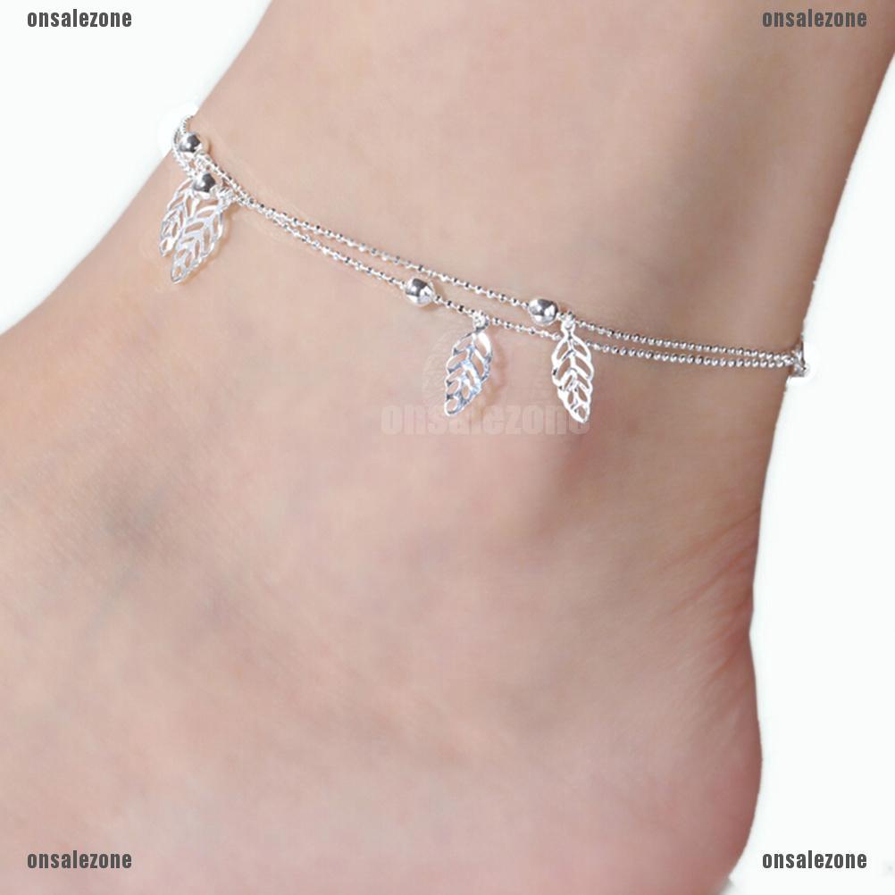 Lắc Chân Mạ Bạc Hình Chiếc Lá Thời Trang Dành Cho Nữ