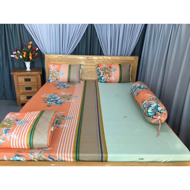 Bộ drap thun❤️FREESHIP❤️ ga thun lạnh Hàn Quốc mẫu hoa Chnel(1 ga, 2 vỏ nằm, 1 vỏ ôm)