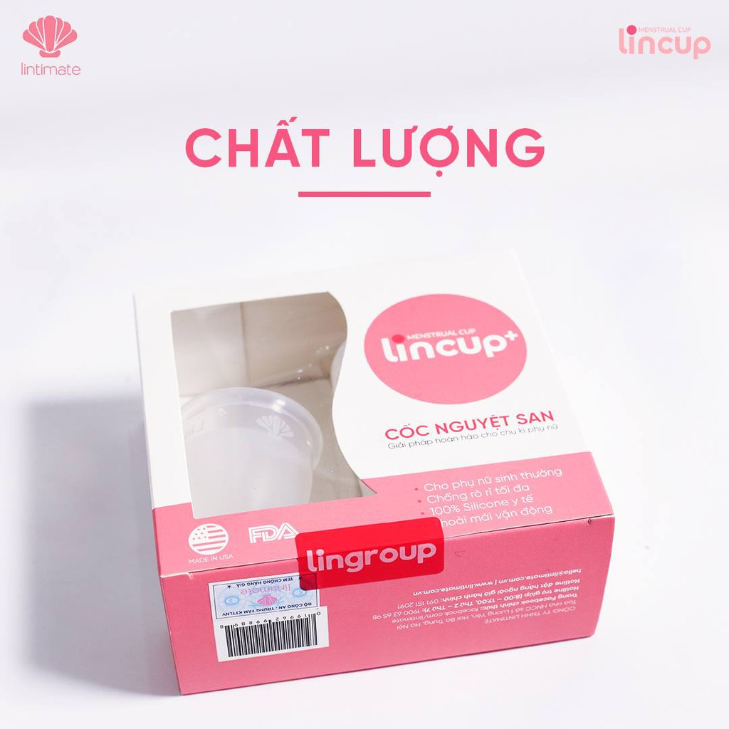 (INBOX SHOP) Cốc nguyệt san Lincup + gel rửa cốc + Cốc tiệt trùng+ viên tiệt trùng + túi giấy lincup