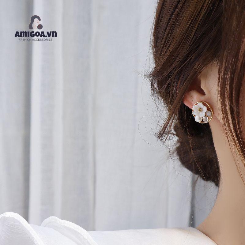 Bông Tai Mạ Bạc Dạng Xỏ Hình Học Cá Tính