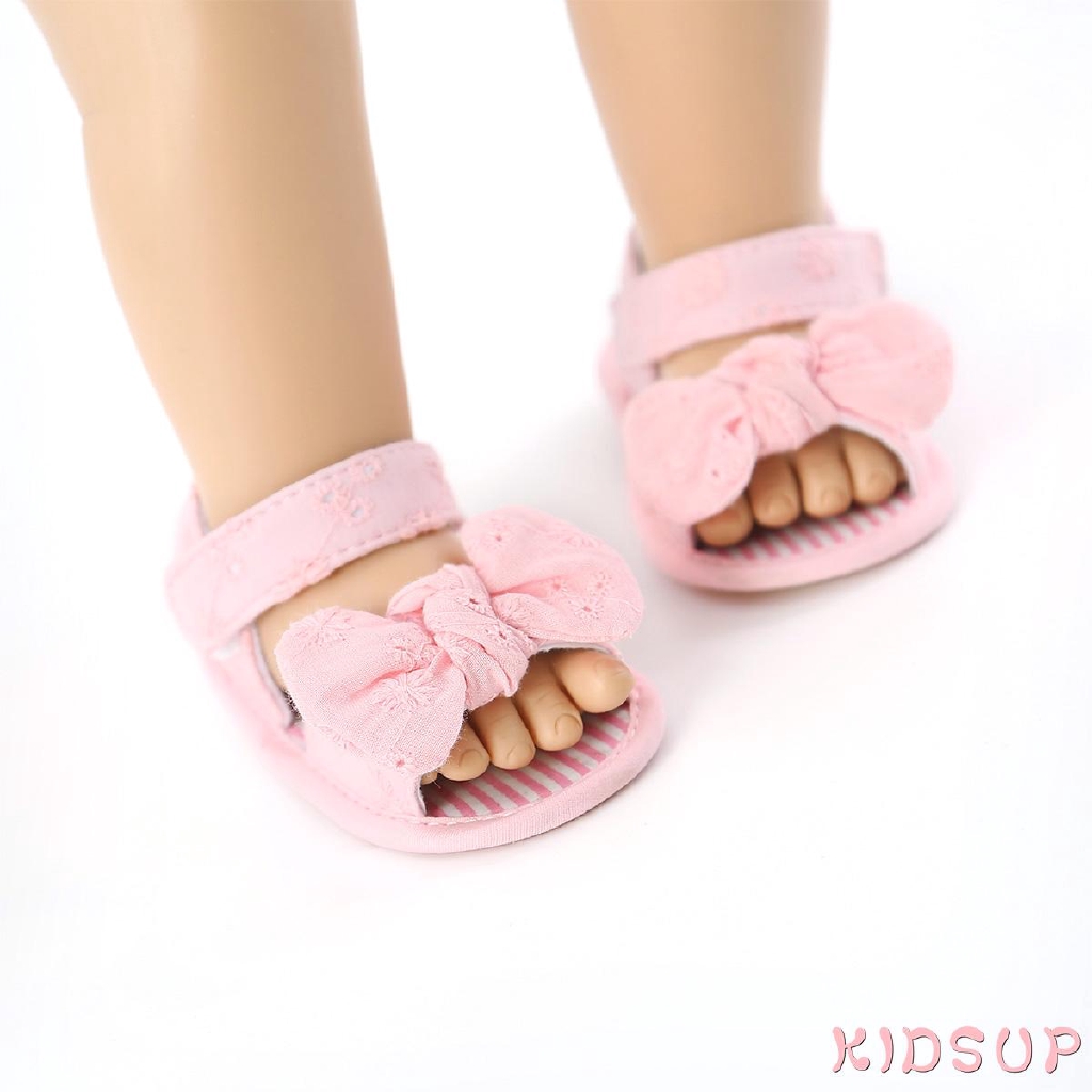 Sandal hở ngón đế mềm chống trượt đính nơ thời trang mùa hè cho bé gái