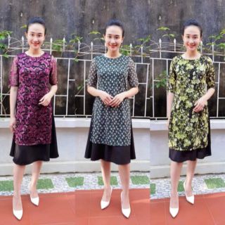 Áo dài cách tân xanh hoa nhí