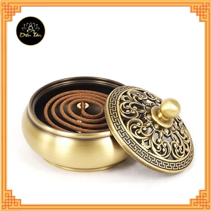 Lư đồng đốt trầm thay cho lư điện- lò đốt đỉnh trầm bằng đồng nguyên chất khối đúc liền