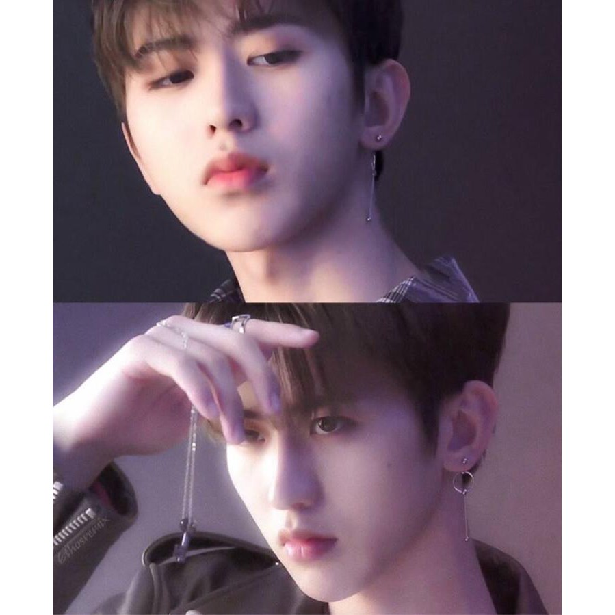 Khuyên tai Thái Từ Khôn titan bông tai lông vũ dây xích không gỉ phong cách Hàn Quốc Unisex