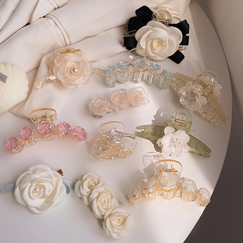 Kẹp Tóc Hình Hoa Trà 2022 Thiết Kế Mới Thời Trang Theo Phong Cách Hàn Quốc