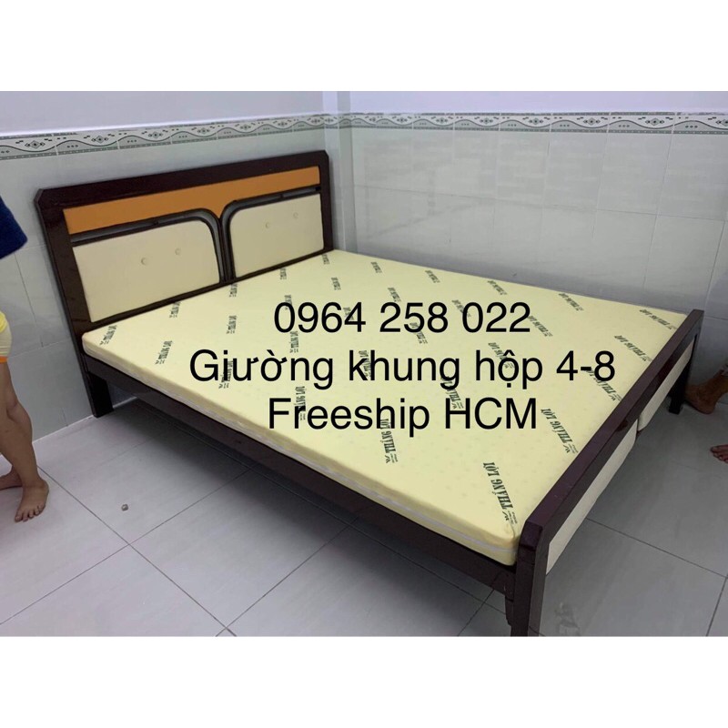 Giường sắt khung hộp 4-8 Sài gòn (hình chụp thật)