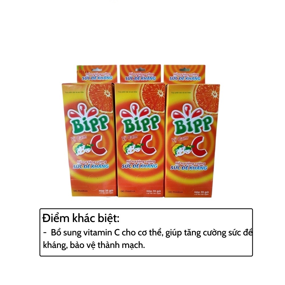 Kẹo C  Bipp C Tuổi Thơ, Viên Ngậm Giúp Tăng Cường Sức Đề Kháng Cho Trẻ - Gói 10 Viên Kẹo Cam Bổ Sung Vitamin C Cho Bé