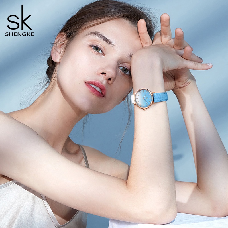 Đồng hồ SHENGKE dây da chống thấm nước cho nữ
