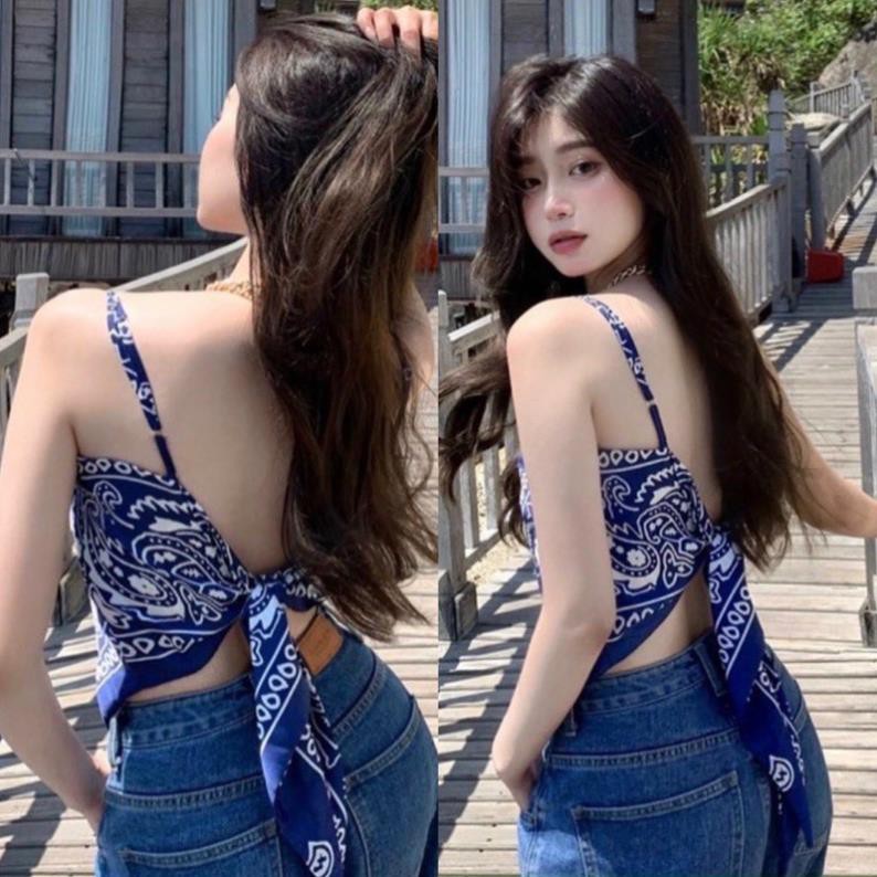 Áo Yếm Nữ Vải Lụa Thổ Cẩm Cột Nơ Lưng Hai Màu Siêu Xinh 🦋 Áo 2 Dây Thổ Cẩm Mùa Hè So Hot  ྇