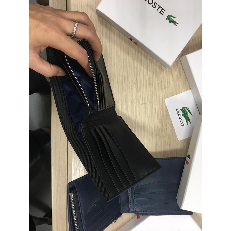 Ví LACOSTE MẪU MỚI NHẤT Full box, túi giấy la coste, ví nam, bóp nam