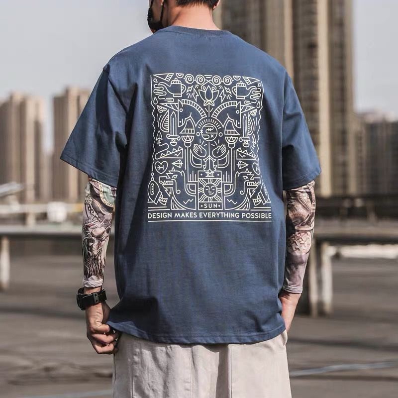 Áo Thun cotton Tay Lỡ Phong Cách Nhật Bản Thời Trang Mới Cho Nam