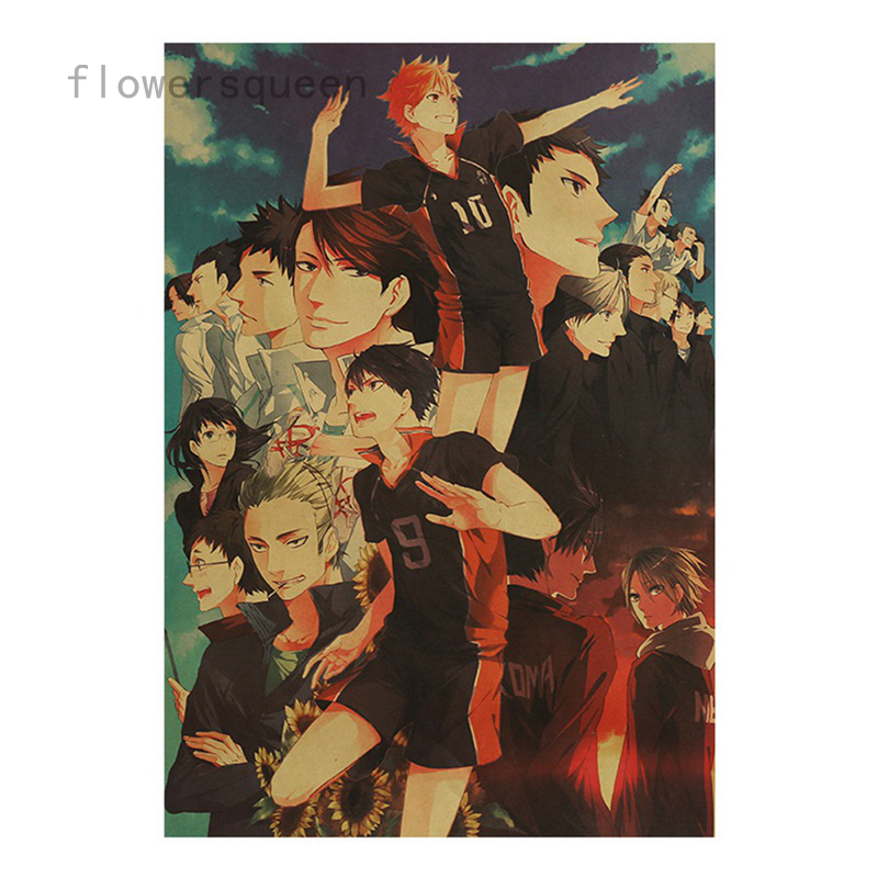 flowersqueen Tranh Treo Tường Haikyuu Mang Màu Sắc Cổ Điển
