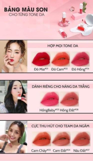 SON MIA- MATTE LIQUID LIPSTICK+ PHIẾU BẢO HÀNH CHÍNH HÃNG FULL BOX KÈM BẢNG MÀU