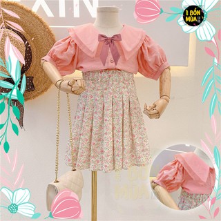 Set áo chân váy🍄[𝐐𝐔𝐀̉𝐍𝐆 𝐂𝐇𝐀̂𝐔 𝐂𝐀𝐎 𝐂𝐀̂́𝐏]🍄15-25kg Chân váy phối áo sơ mi bé gái xinh - SHOP BỐN MÙA