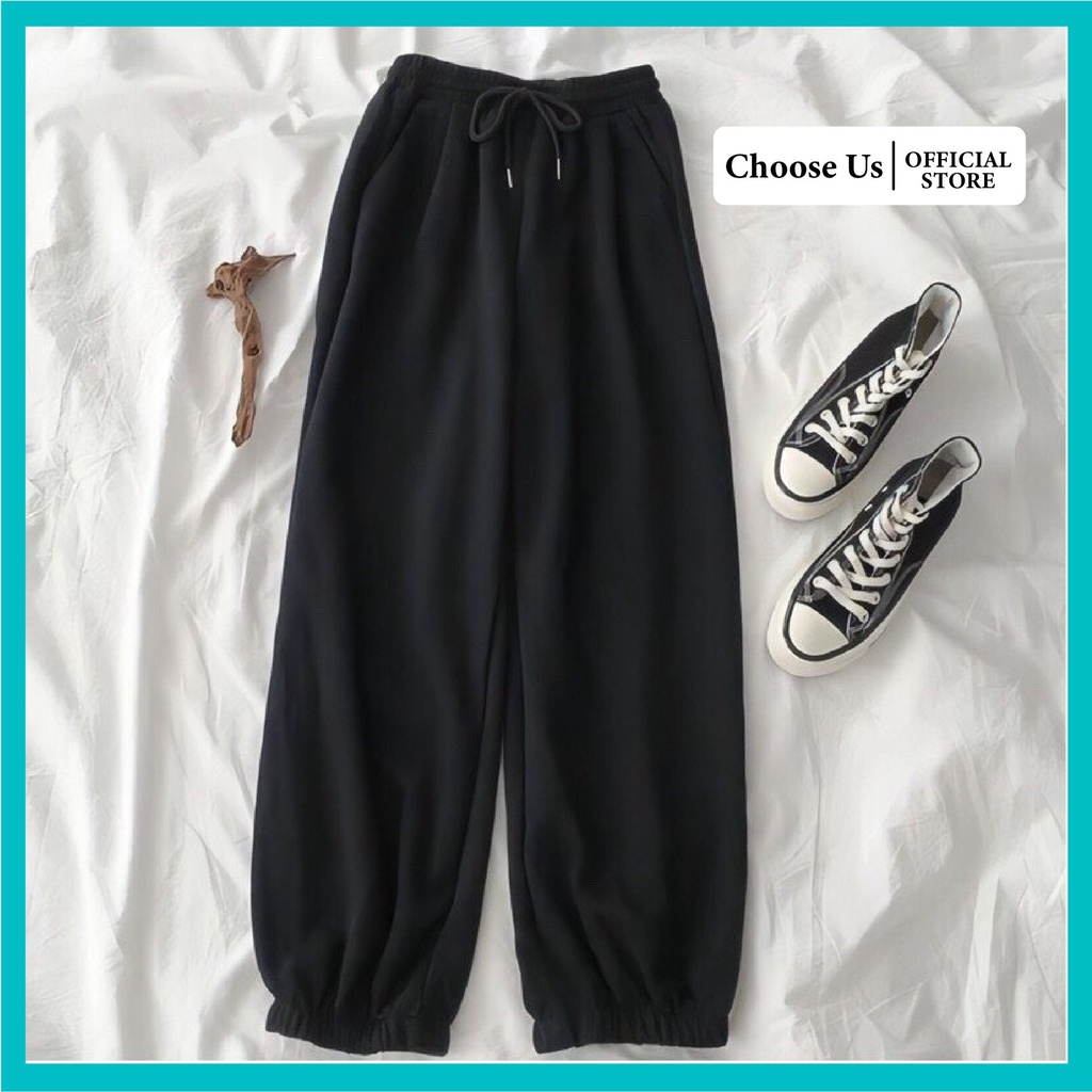 Quần jogger nữ Ulzzang chất nỉ thun da cá thiết kế bo gấu trẻ trung Choose Us