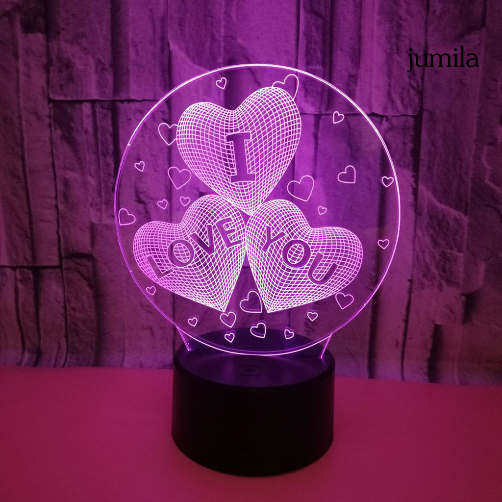 Đèn Led 3d 7 Màu Để Bàn Trang Trí Ngày Valentine