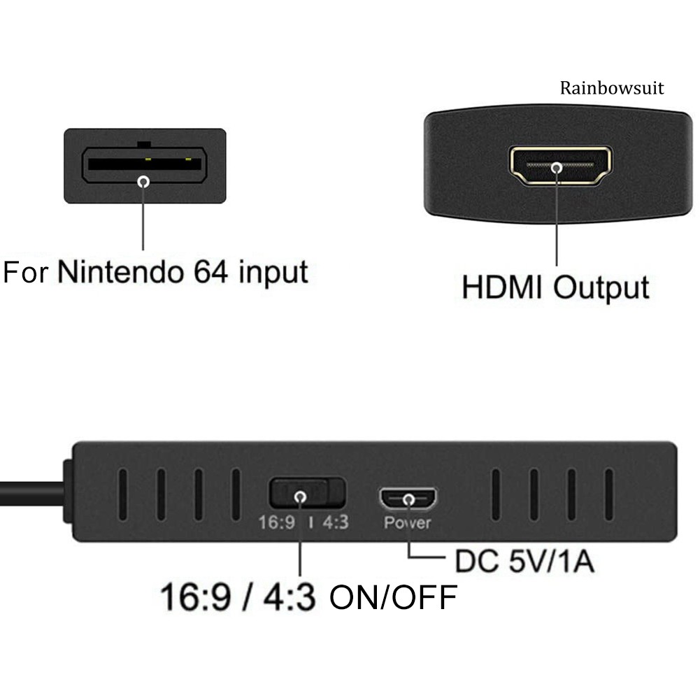 Cáp Chuyển Đổi Rb-1080P Hd Cho Nintendo 64 / Snes / Gc Sang Hdmi