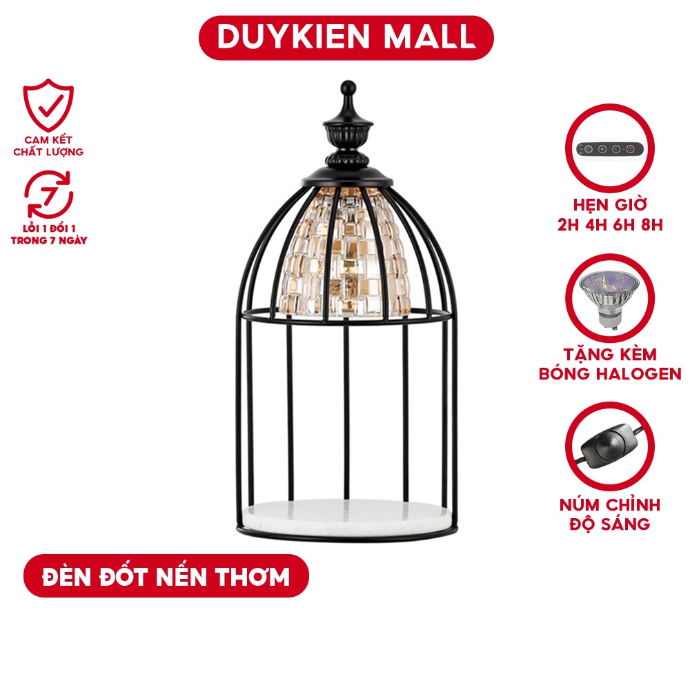 Đèn Đốt Nến Thơm Lồng Chim - Có Hẹn Giờ - Tặng Kèm Bóng GU10