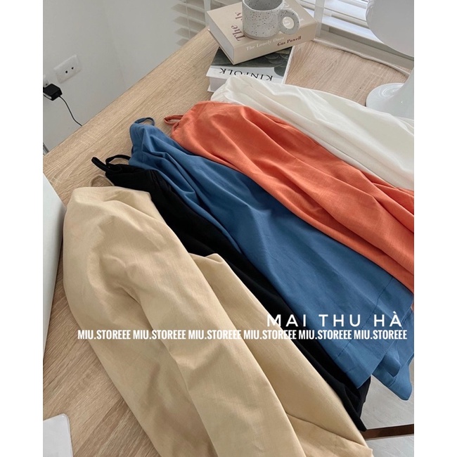 SET VÁY HAI DÂY KÈM VEST BLAZER TRƠN ĐŨI LINEN SV2SVB