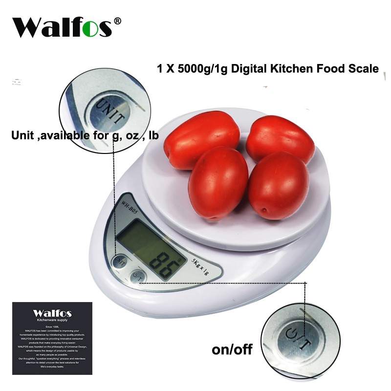 Cân điện tử WALFOS màn hình kỹ thuật số LCD cho thực phẩm nhà bếp