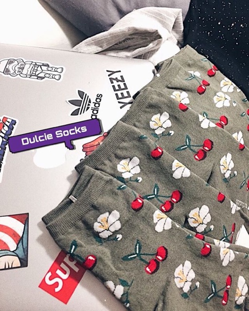 [DULCIE SOCKS] Tất Chery cao cổ nữ xinh xắn, màu dễ thương cotton