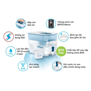 Bình lọc nước BRITA Flow Basic Blue 8.2L có sẵn 1 lõi lọc Brita [chính hãng]