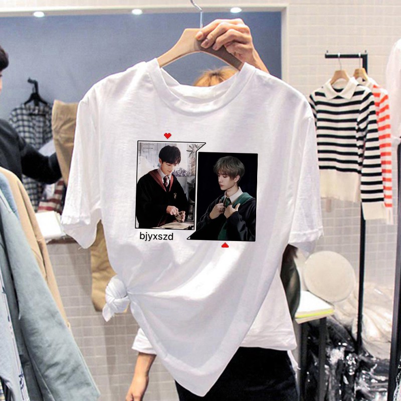 Áo phông mùa hè in hình Tiêu Chiến - Vương Nhất Bác phong cách giản dị cá tính dành cho fan hâm mộ