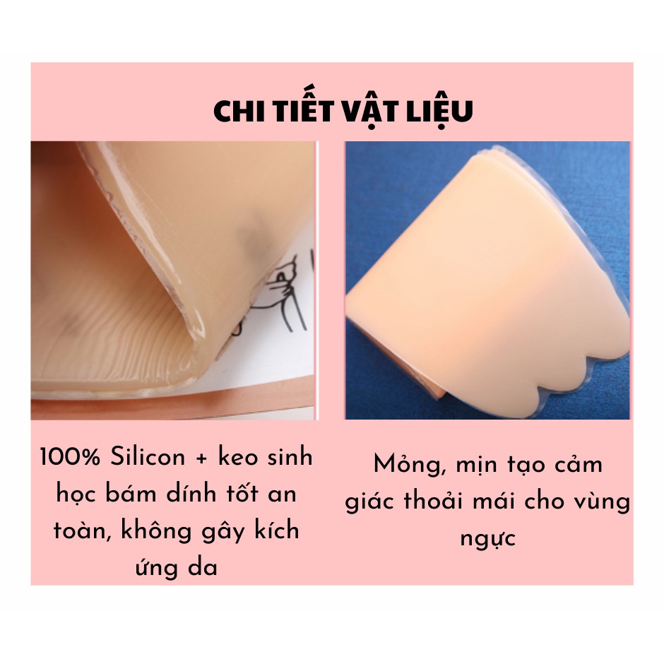 Dán nâng ngực silicon dán nâng ngực tạo khe miếng siêu nâng ngực chất liệu 100% silicon cao cấp giúp nâng đỡ vòng 1