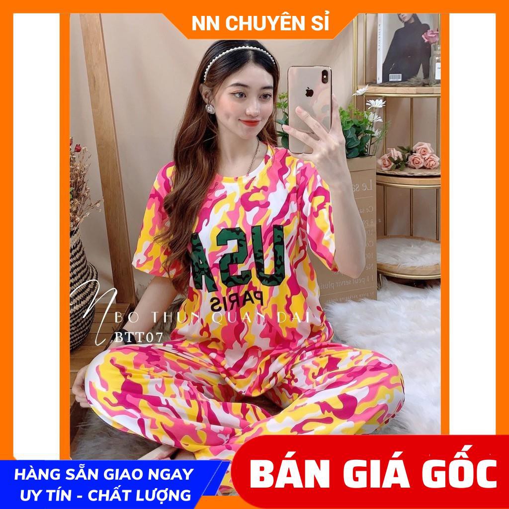 Set bộ bò sữa nữ mặc nhà Vải Thun mềm mịn mát co giãn tốt in họa tiết bò sữa nhiều màu dễ thương DBTTQD02