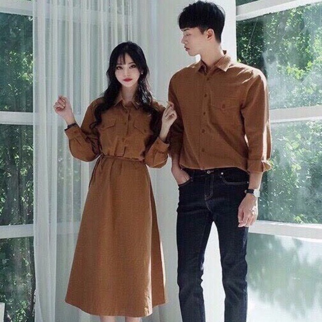 Set cặp váy nữ áo sơ mi nam-S1