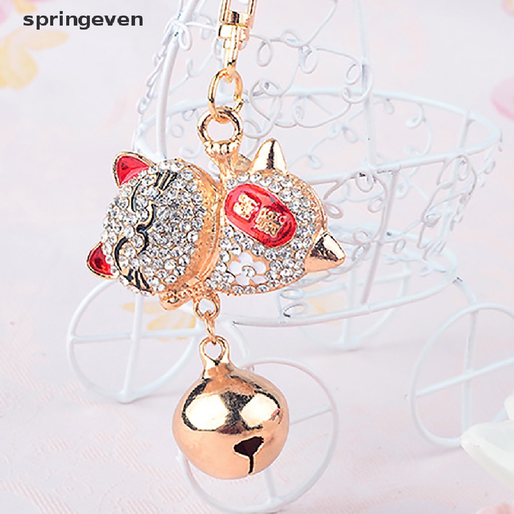 Móc Khóa Hình Chú Mèo May Mắn Đính Đá Dễ Thương