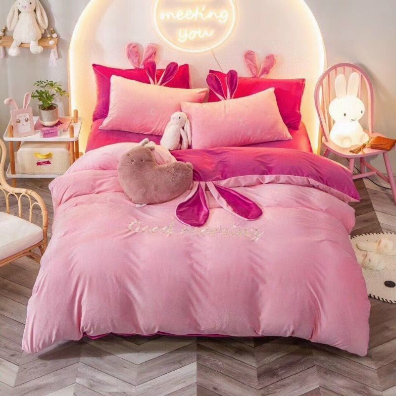 BỘ CHĂN GA GỐI NỈ NHUNG TAI THỎ CAO CẤP ĐỦ SIZE