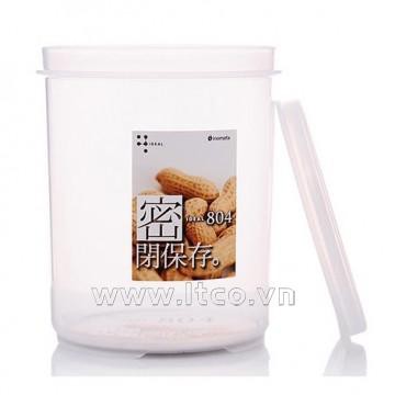 Hộp nhựa đựng thực phẩm dáng cao inomata 570ml loại tròn có nắp Made in Japan